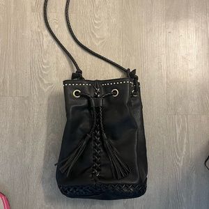 Nasty Gal black leather bucket bag